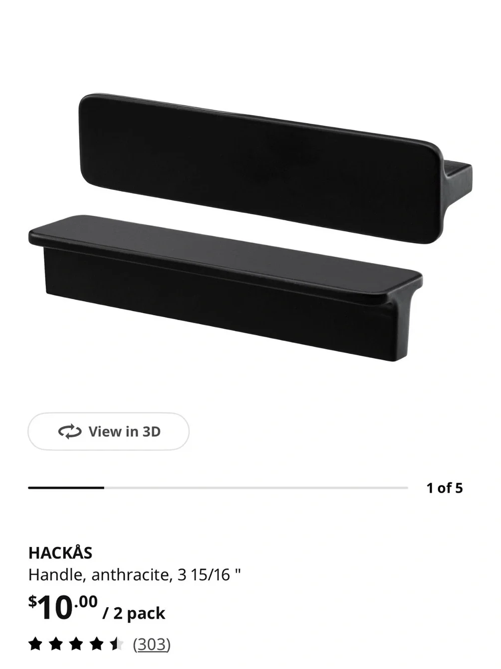 IKEA HACKAS Handle Sets (4) NWT